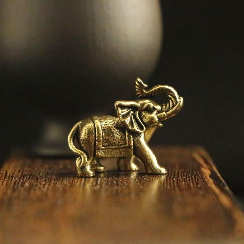 Alloy Mammoth Statue Retro Textured Antique Finish Decorative Craft for Office Table Home Living Room Bookshelf Decor