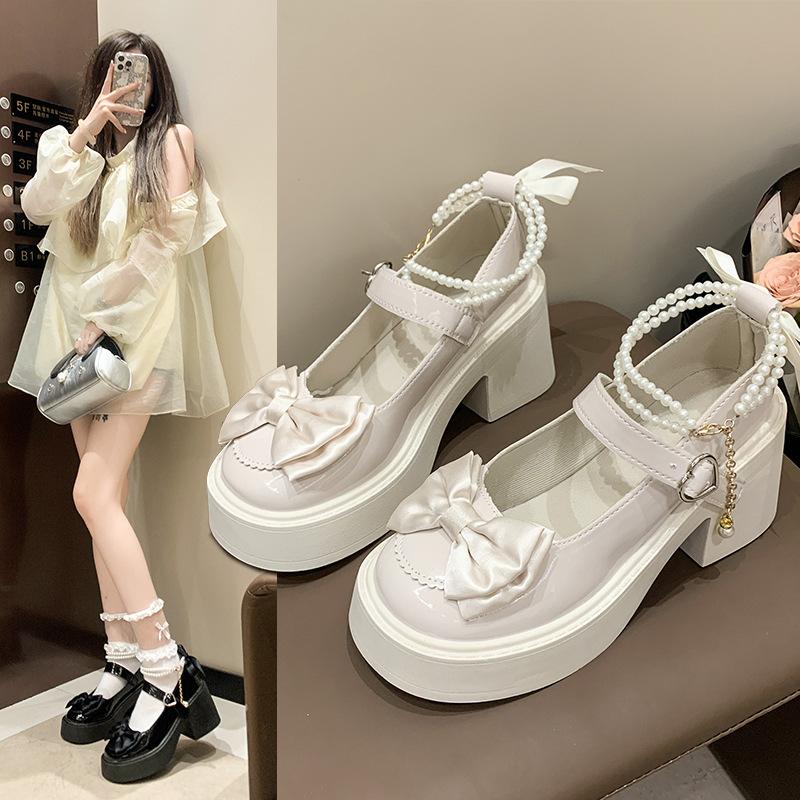 Lolita Schuhe Super Hohe Absätze Mary Jane Schuhe Damen Klobige Plateau Pumps Frau Knöchel Schnalle Partyschuhe
