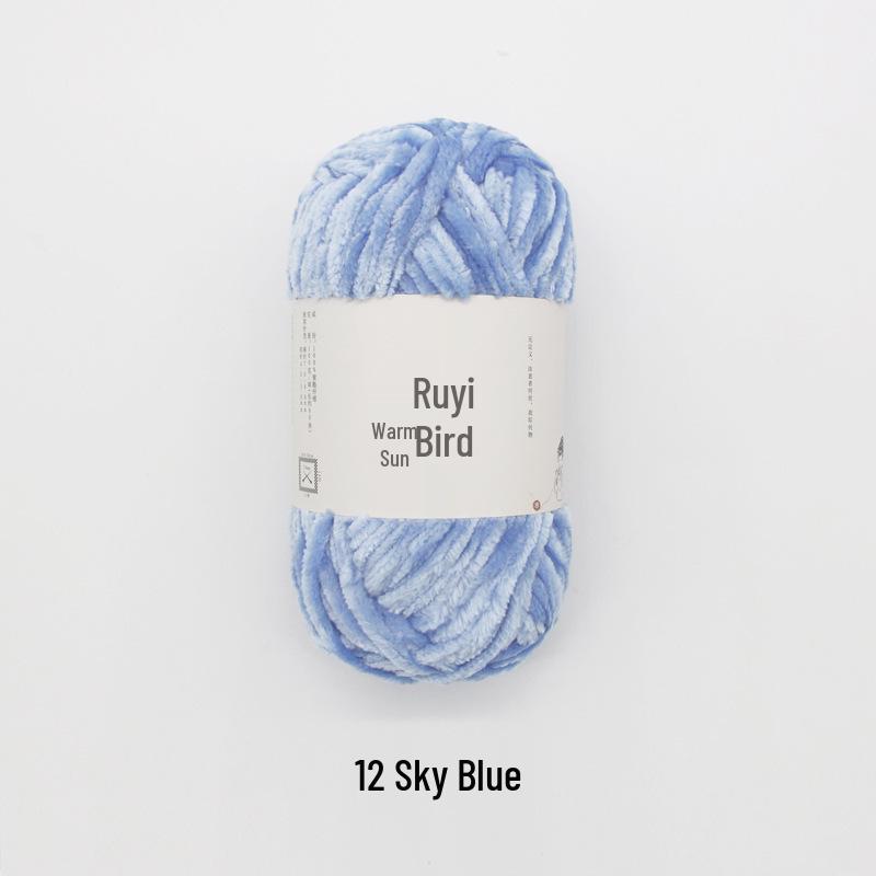 Ruyi Bird Chenille Yarn: Warm Sun Gold Velvet Ice Yarn for DIY Crochet Dolls & Blankets