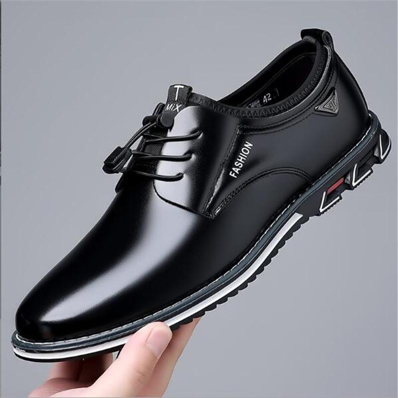 Fashion Men Casual Shoes Fashion Brand Classic Casual Men Pu Leather Shoes Black Hot Sale Breathable Business Lace-Up Men Shoes Big Size