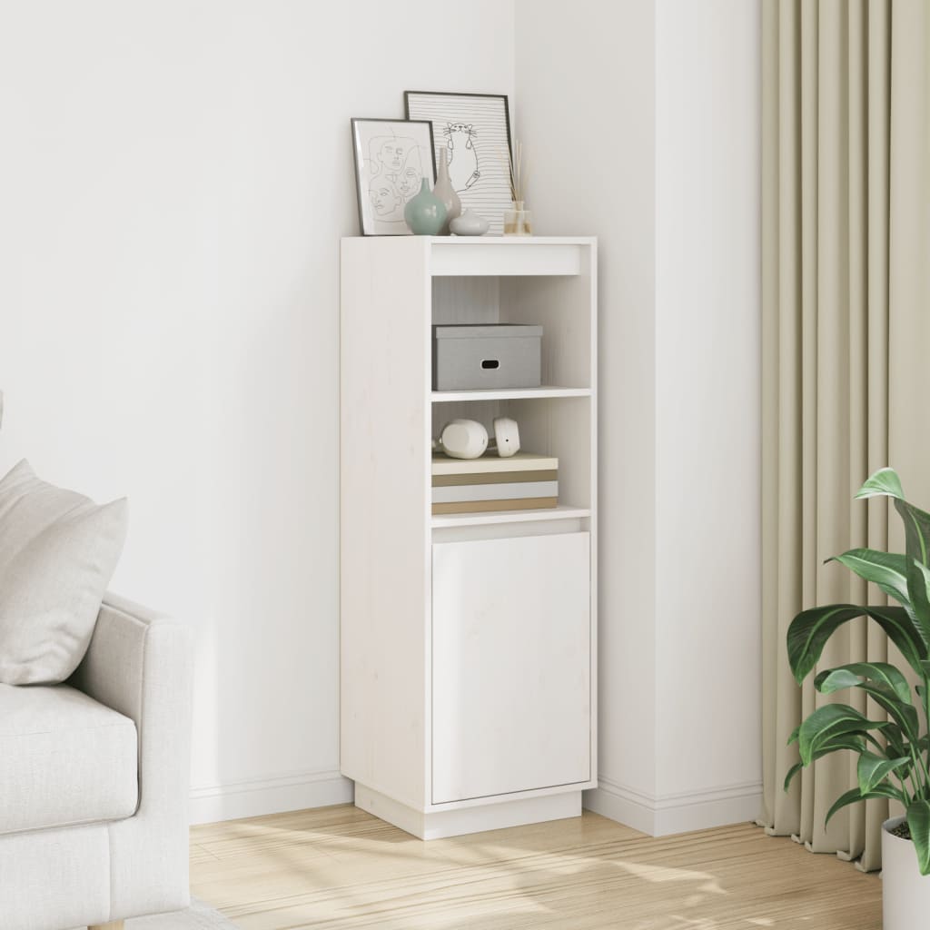 Highboard White 37 x 34 x 110 cm Solid Pine Wood