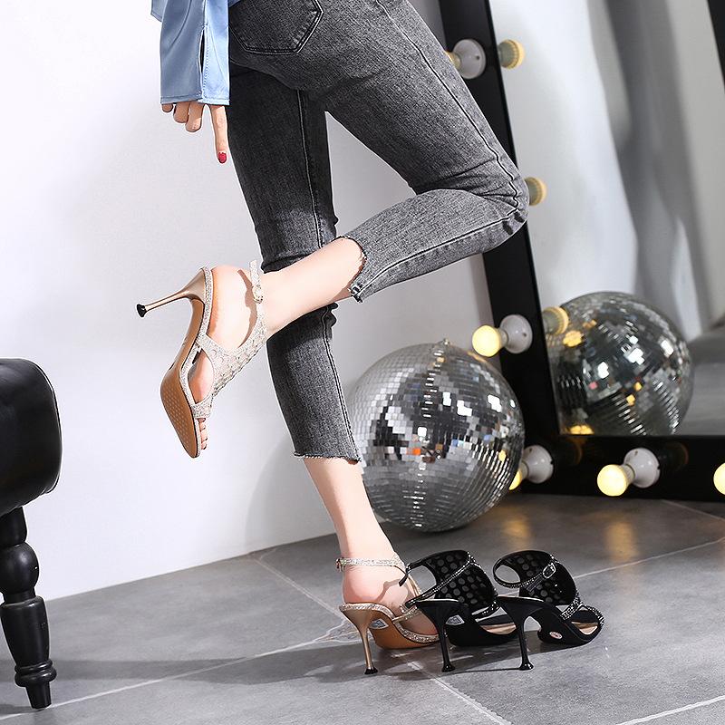 Rhinestone Mesh High Heels Women'S Summer Hollow Newest Sandals Women'S Fish Mouth Stiletto Women'S Shoes C899