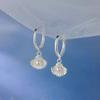 Silver Pearl Shell Pendant Hoop Earrings For Women Cute Animal Fine Jewelry Light Luxury Accessories In Summer