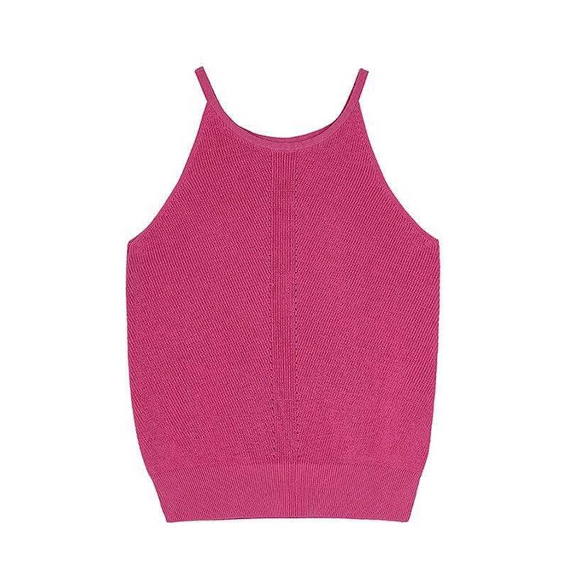 Summer New Sexy Spice Crew Neck Slim Slim All Knitted Simple Halter Vest Top Women's Wear
