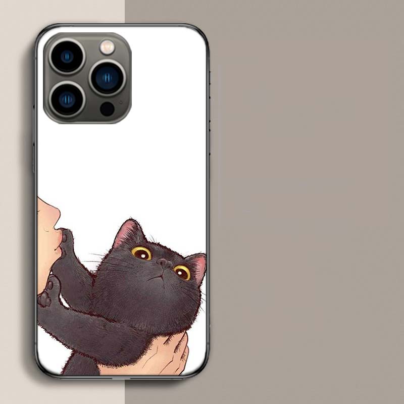 

Kiss Cat Cute Kitten Cartoon Phone Case For Apple Iphone 16E 16 17 Pro Max Air 15 Pro 14 Plus 12 13 Mini Cover Cute Fund iPhone 17 Air