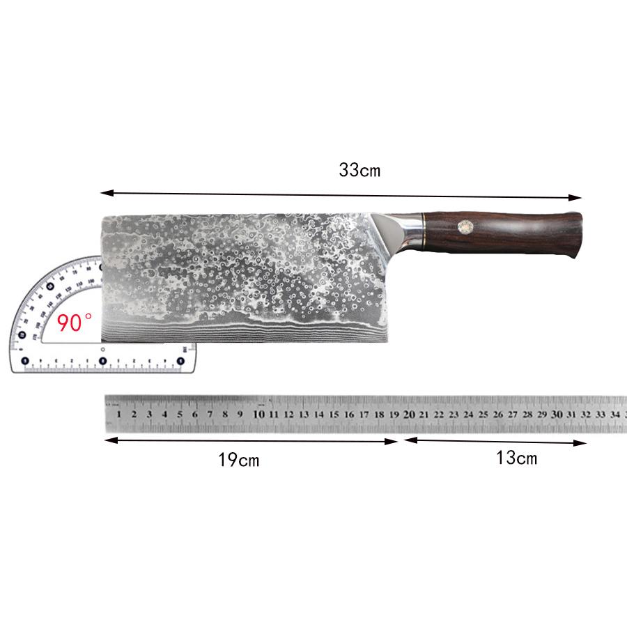 7.5 Inch Chinese Chef Knife 67-layers Damascus Steel VG-10 Blade Ebony Handle Cleaver Meat Slicing Vegetables Kitchen Knives