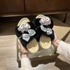 Sweet and cute Shirley Rose cotton slippers women's home winter non-slip soft-soled plush slippers flat-soled fluffy shoes