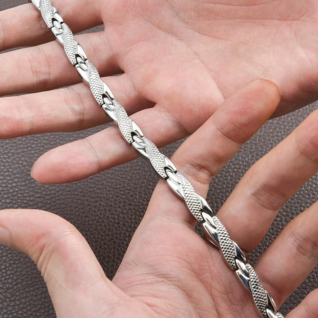 Personalized and Creative Snake Pattern Gold Bracelet Men's Stainless Steel Magnet Energy Bracelet