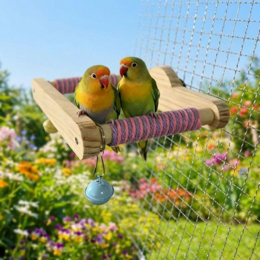 Wood Interactive Bird Toy DIY Bird Training Stand Sturdy Rotating Bird Perch Toy  Bird Play