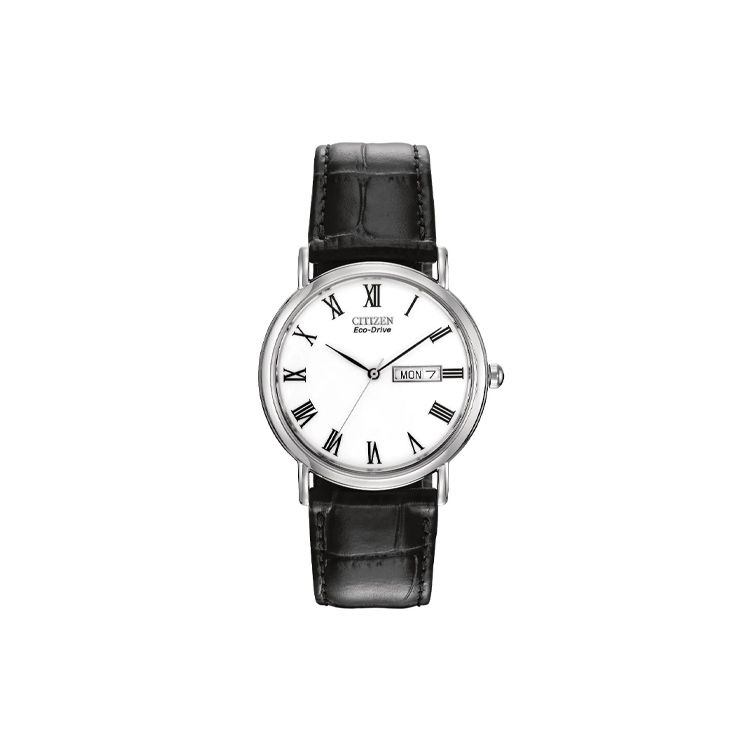 Citizen Eco-Drive Series Small Dial Watch Quartz Movement Leather Strap Men watches White BM8240-11A Black Strap