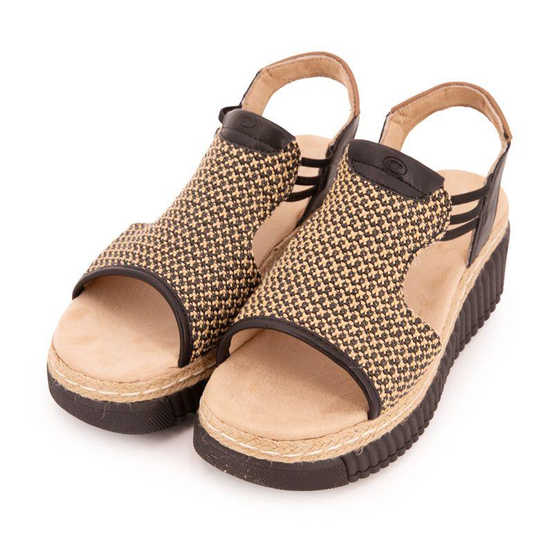 Sandales compensées tressées semelle noire Femme TOM TAILOR