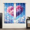 2pc,  Curtain Romantic Heart-shaped Clouds Versatile Durable Polyester,Without Electricity Festive Holiday Applies To Carnival