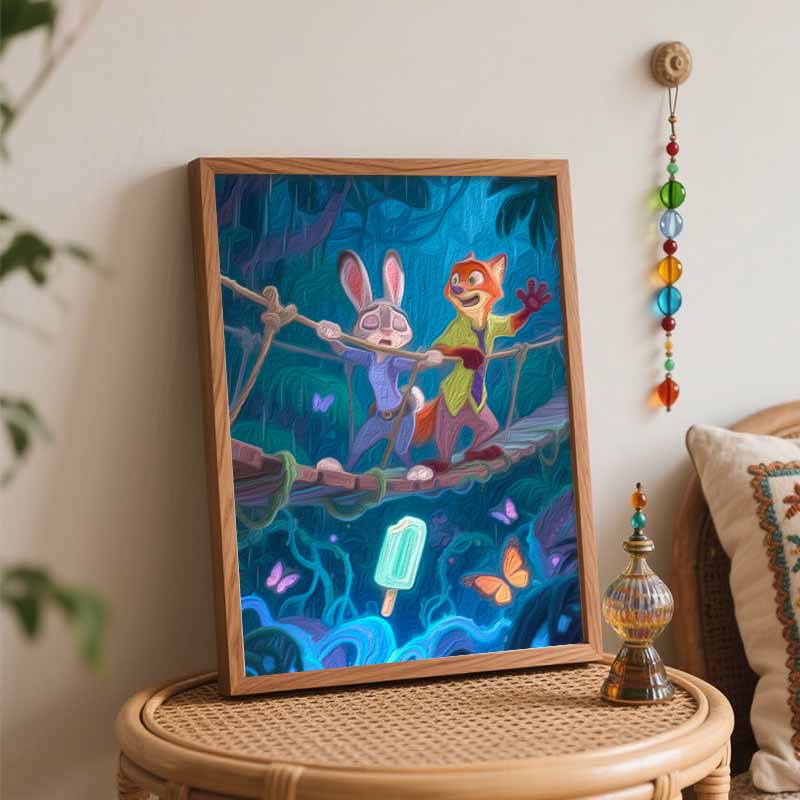 Disney Digital Oil Painting Art Kit Jungle Adventure Fox Rabbit Handmade Coloring Painting Home Decor