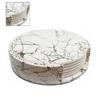 7Pcs Waterproof PU Leather Coaster Double-sided Marble Pattern Placemat 10cm Round Heat Insulation Pad Hotel