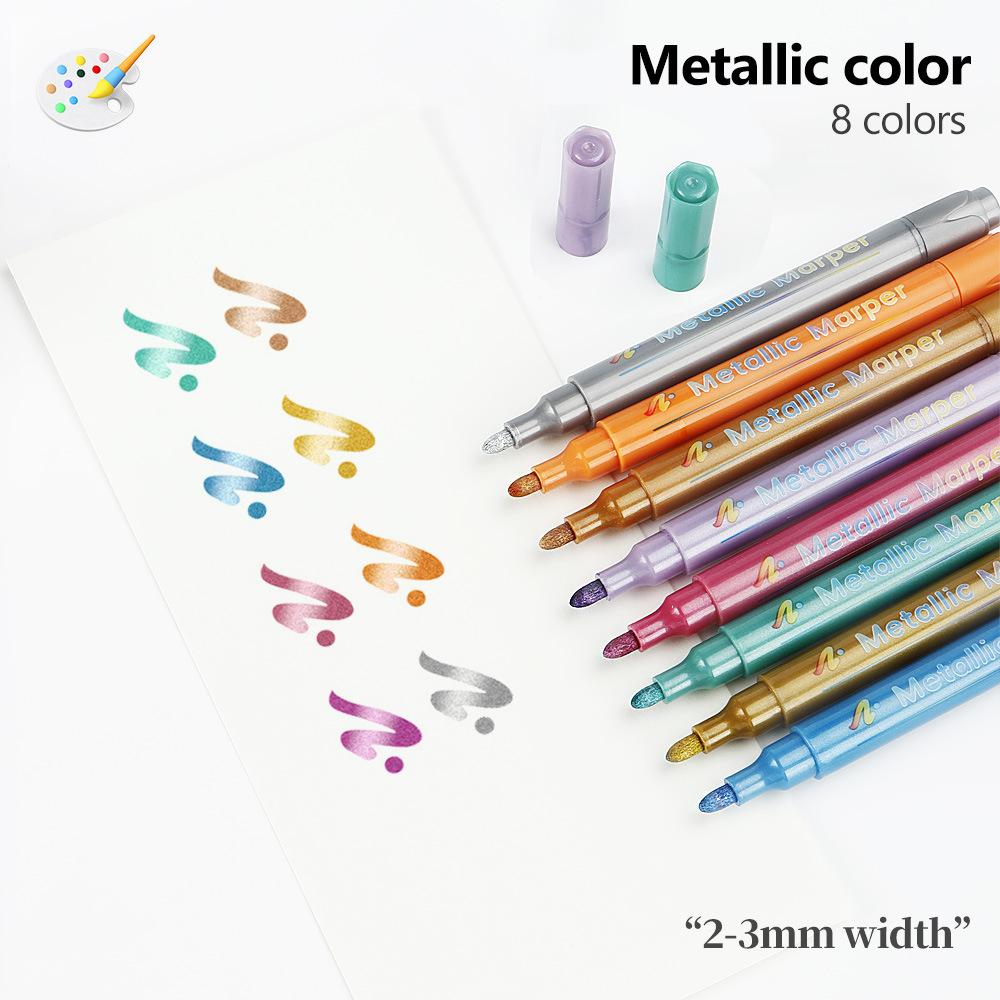 

Hard Head Metallic Marker Pen Set Multicolor Sign-in Pen DIY Black Card Album Graffiti Coloring Marker Painting Art Supplies