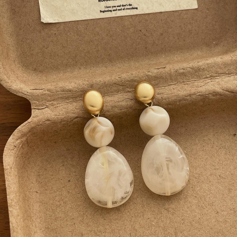 Geometric Gradient Water Drop Earrings Retro Irregular Resin Luxury Temperament Ear Jewelry