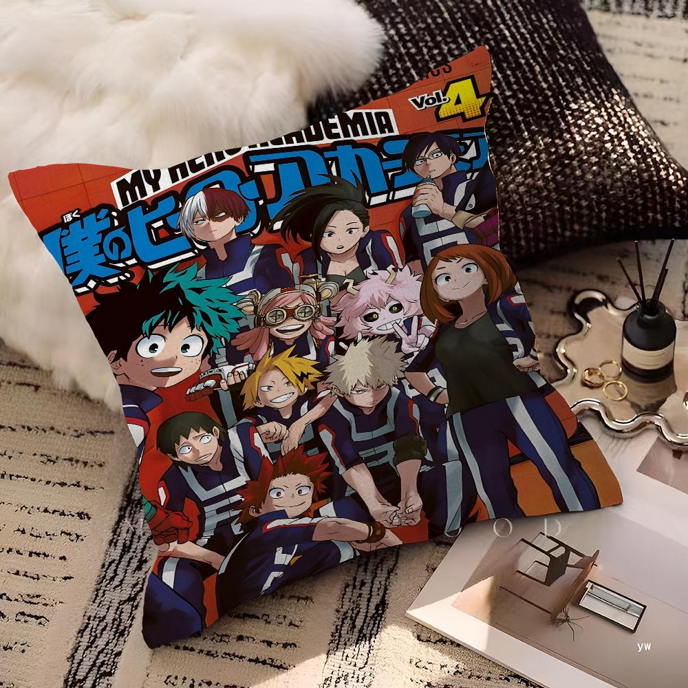 My Hero Academia Pillow Covers Cartoon Sofa Decorative Home Double-sided Printing Short Plush Cute Cushion Cover