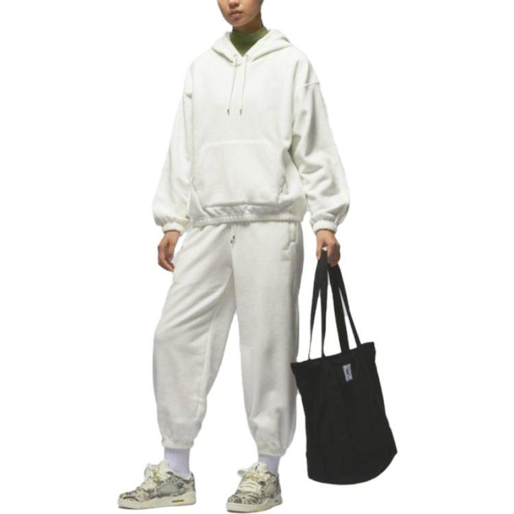 Jordan Solid Color Lace Up Elastic Cuff Fleece Lined Casual Knitted Sweatpants Women's Sail White FD7235-133