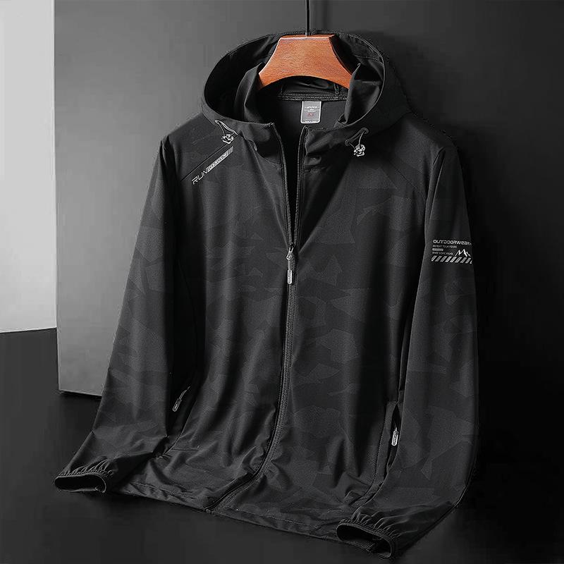 

Солнцезащитная одежда для мужчин на лето, тонкая дышащая мужская верхняя одежда из ледяного шелка, мужская солнцезащитная одежда для рыбалки больших размеров, мужская одежда-скин L чёрный