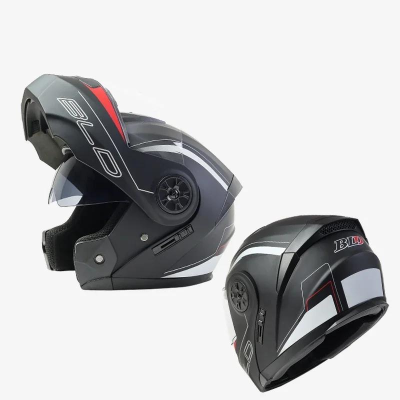 2022 New DOT Appoved High Quality Double Lens Flip Up Helmet Abs Full Face Motocross Motorcycle Racing Helmet Unisex