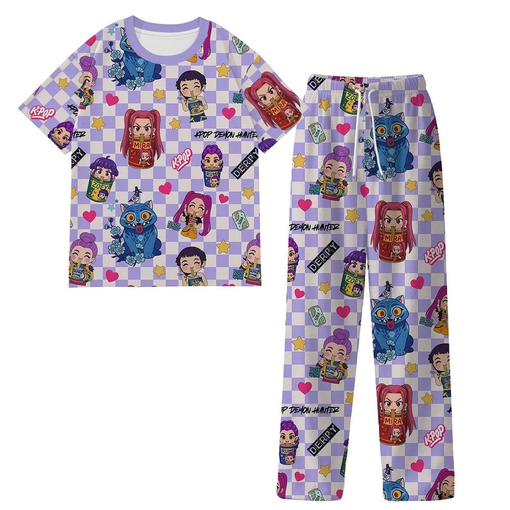 K-pop Demon Hunter Girl Pajama Set - Milk Silk, Unisex