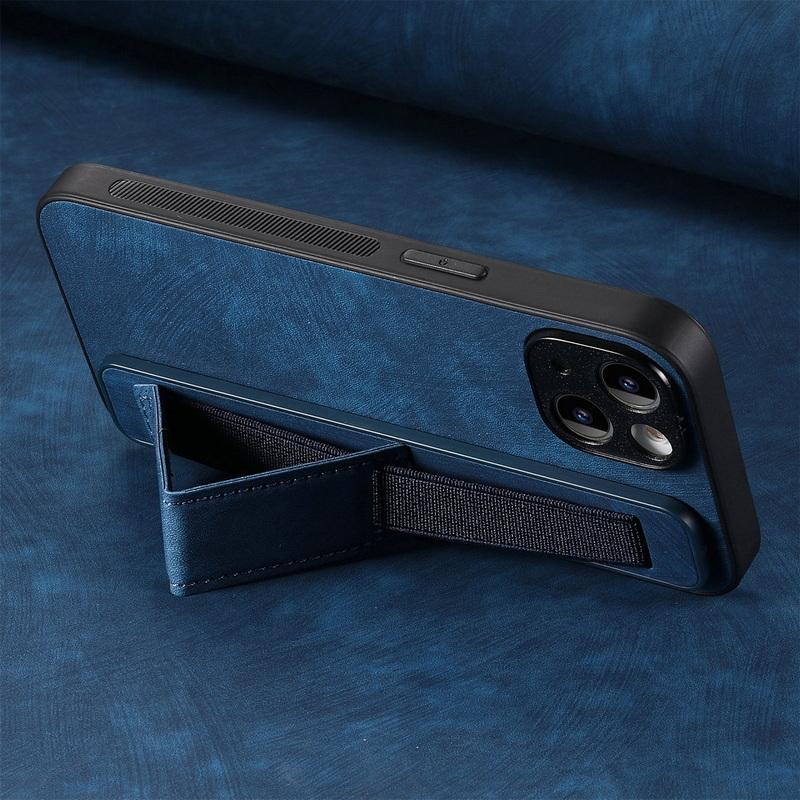 Wristband Holder Leather Phone Case For Samsung S24 S23 S22 Ultra A34 iPhone 16 15 Pro Max 14 13 12 11 Xiaomi 13T Redmi Note 12 Shockproof Slim Cover