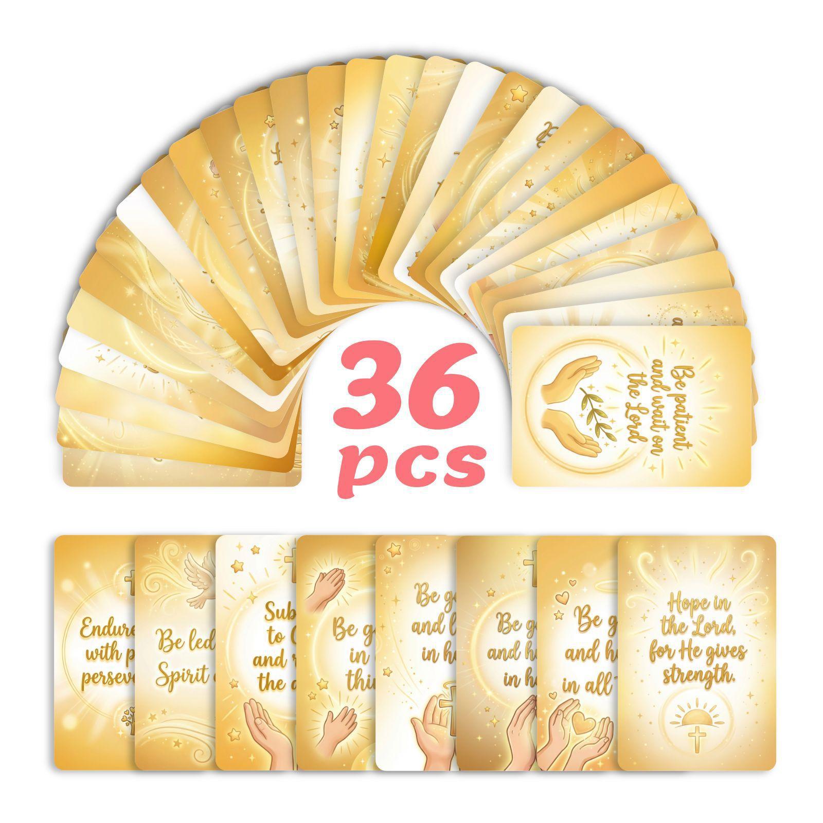 

Warm Gold Classic Quotes Greeting Card Set 36 Non-Repeating Prayer Blessing Cards Hand Account Materials Decorative Postcards RXHB0088