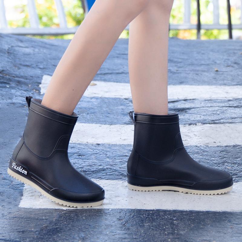 

Женские короткие резиновые сапоги, красивые полусапоги средней и низкой высоты, модные полусапоги, водонепроницаемая обувь, резиновая обувь 40