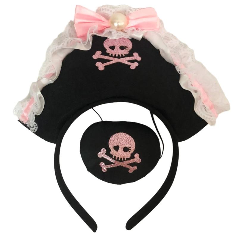 

Halloween Pirate Eyepatch Headbands Cosplay Pirate Skull Headwear Hairbands Headwear Halloween Hairbands Birthday Party 1 рожевий