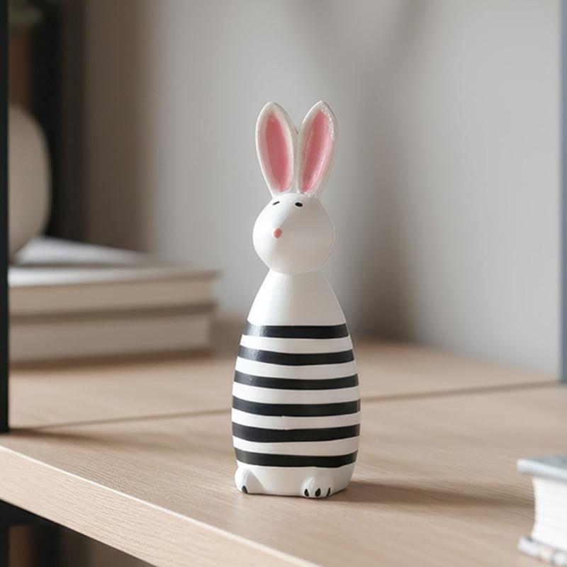 Wooden Bunnies Figurine Easter Rabbit Statue Indoor Easter Decoration Modern Art Spring Home Decors,Bunnies Sculpture