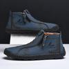 New Winter Handmade Leather Men Boots Outdoor Zipper Design Sneakers Man Breathable Casual Leather Shoes Men Ankle Boots Slip On