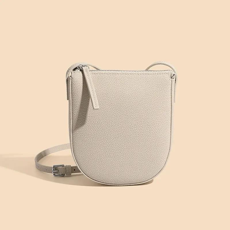 Market-7 Echt Leer Echt Koeienhuid Veelzijdige Mode Telefoon Tas voor Vrouwen Dames Schoudertas Kleine Schoudertas Crossbody Tassen voor Vrouwen wit