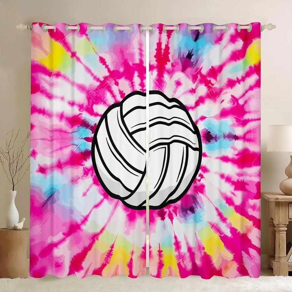 Volleyball Curtains Sports Game Theme Curtains Drapes for Kids Boys Girls Bedroom Abstract Window Curtain Blackout Drape