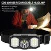 Waterproof USB Rechargeable LED Headlamp For Outdoor Camping With 3 Lighting Modes LED Dual Light Smart Sensor Q9C1