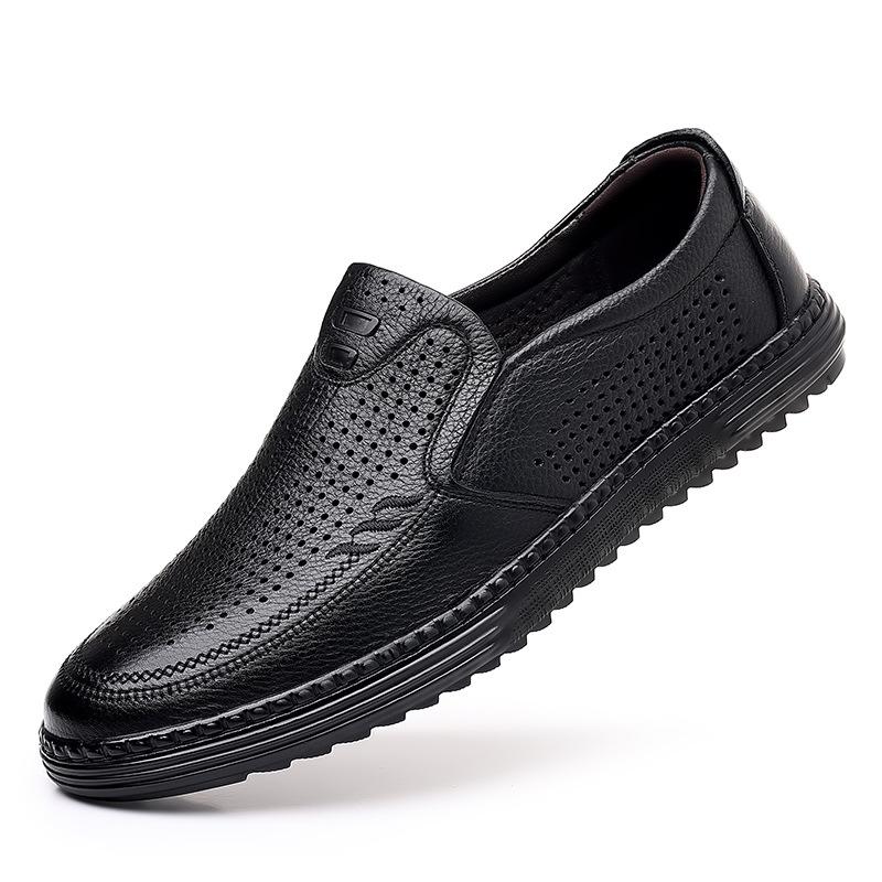 First layer casual sandals breathable hollow leather shoes men's hole casual leather shoes