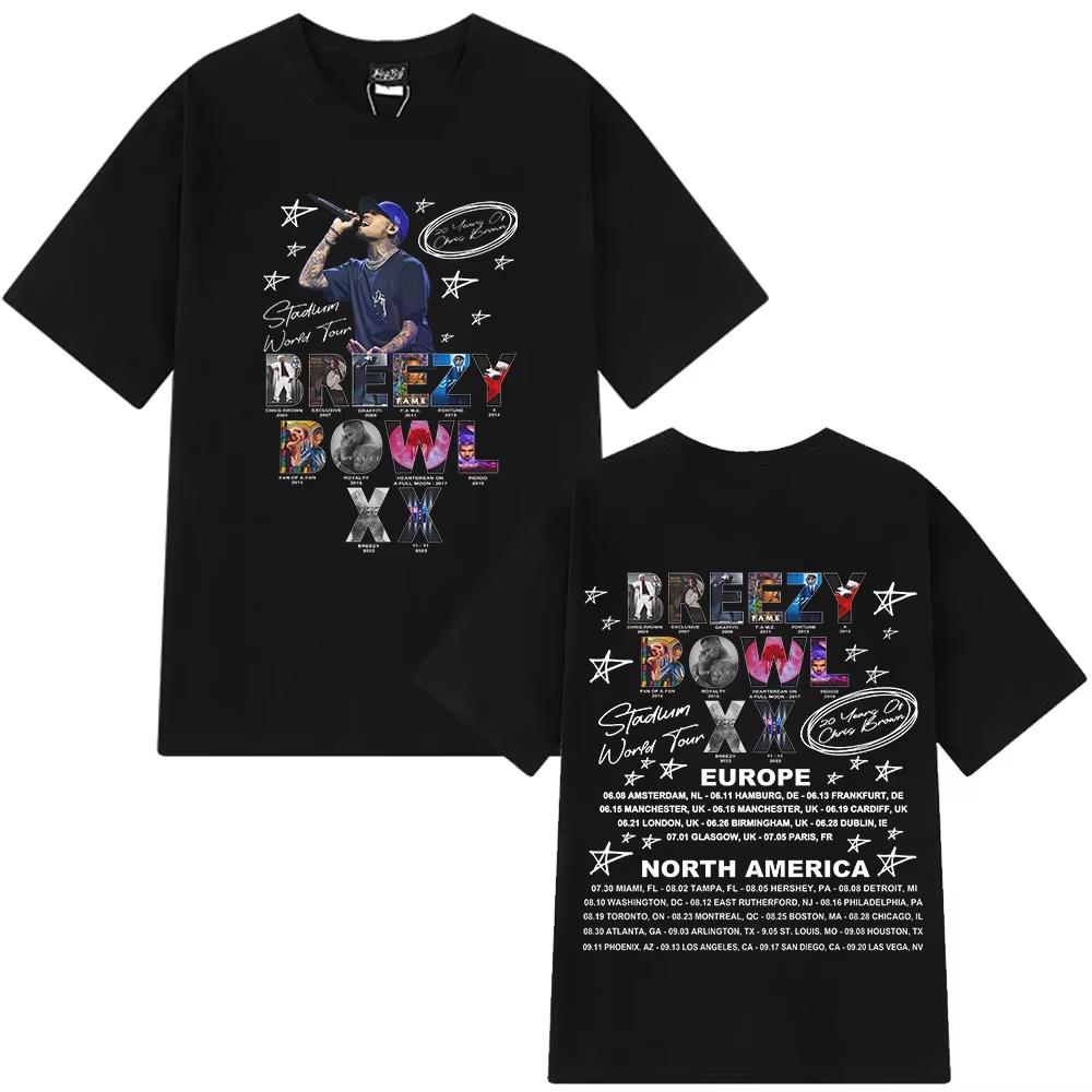 

Rapper Chris Brown Breezy Bowl XX Tour 2026 T-shirt Men Women Fashion Hip Hop T Shirt Cotton Casual Oversized T-shirts Fans Gift 5XL різнокольоровий