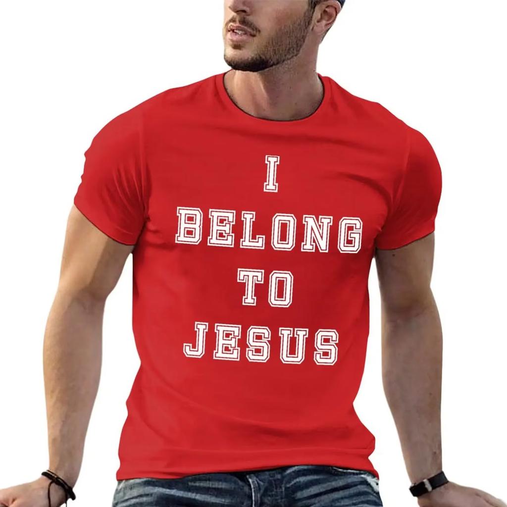 Męski T-shirt Nowy Kaka Należę do Jezusa Napis Top Chłopięca Koszulka Odzież Oversize Streetwear Luźny Casual Krótki Rękaw Modny Unisex