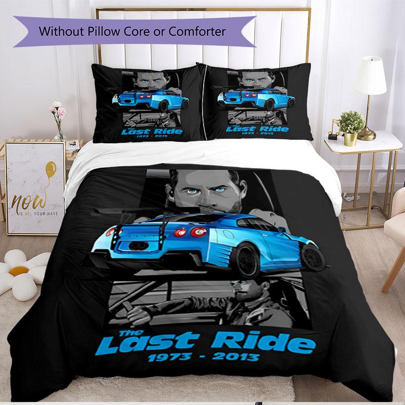 3pcs Duvet Cover Set (1*Duvet Cover + 2*Pillowcase, Without Core), Fast & Furious Print Soft All‑Season Bedding Set, Home Bedroom Decor Gift