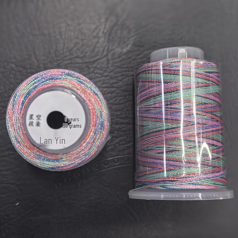 Starry Sky Gradient Yarn: 6-Strand Purple Illusion Tassel for DIY Bracelet & Handmade Weaving Accessories.