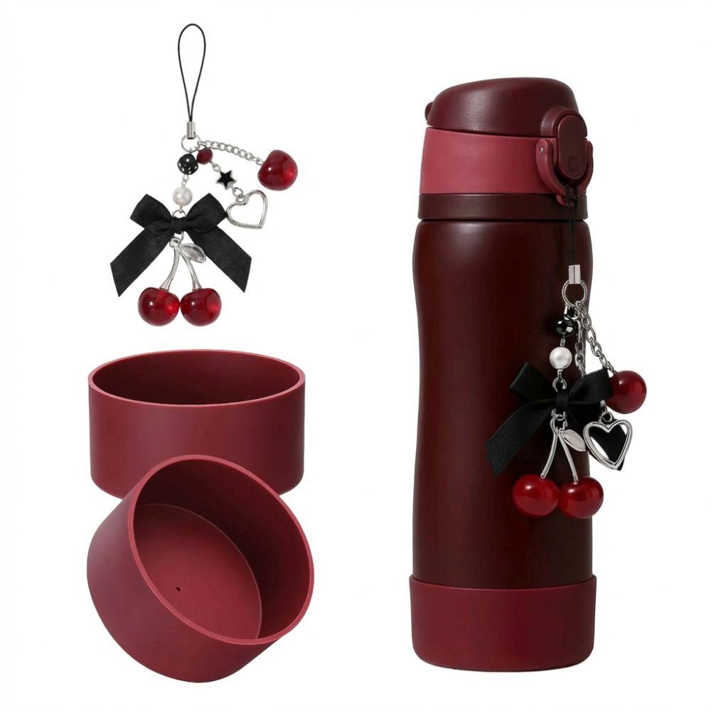 

24/32/40oz Black Cherry Charm Silicone Water Bottles Accessories Silicone Boot Water Bottle Use 24oz красный