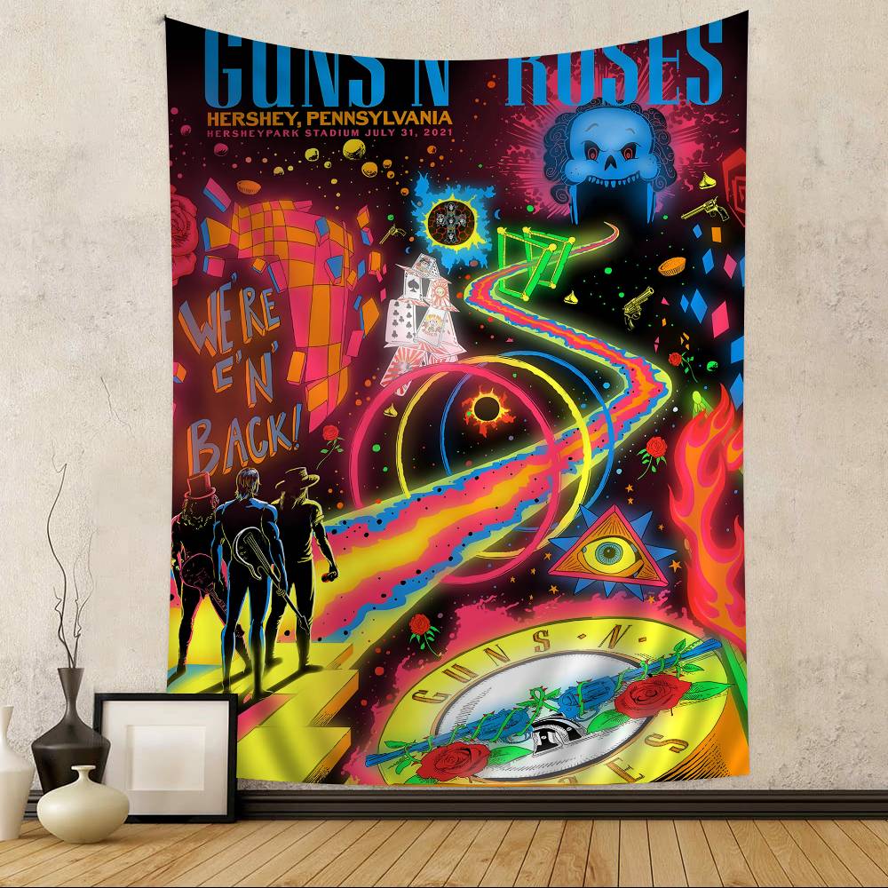 

Rock Band GGuns NN RRoses Cartoon Tapestry Art Science Fiction Room Home Decor Wall Hanging Sheets 74x94cm(29x37in)
