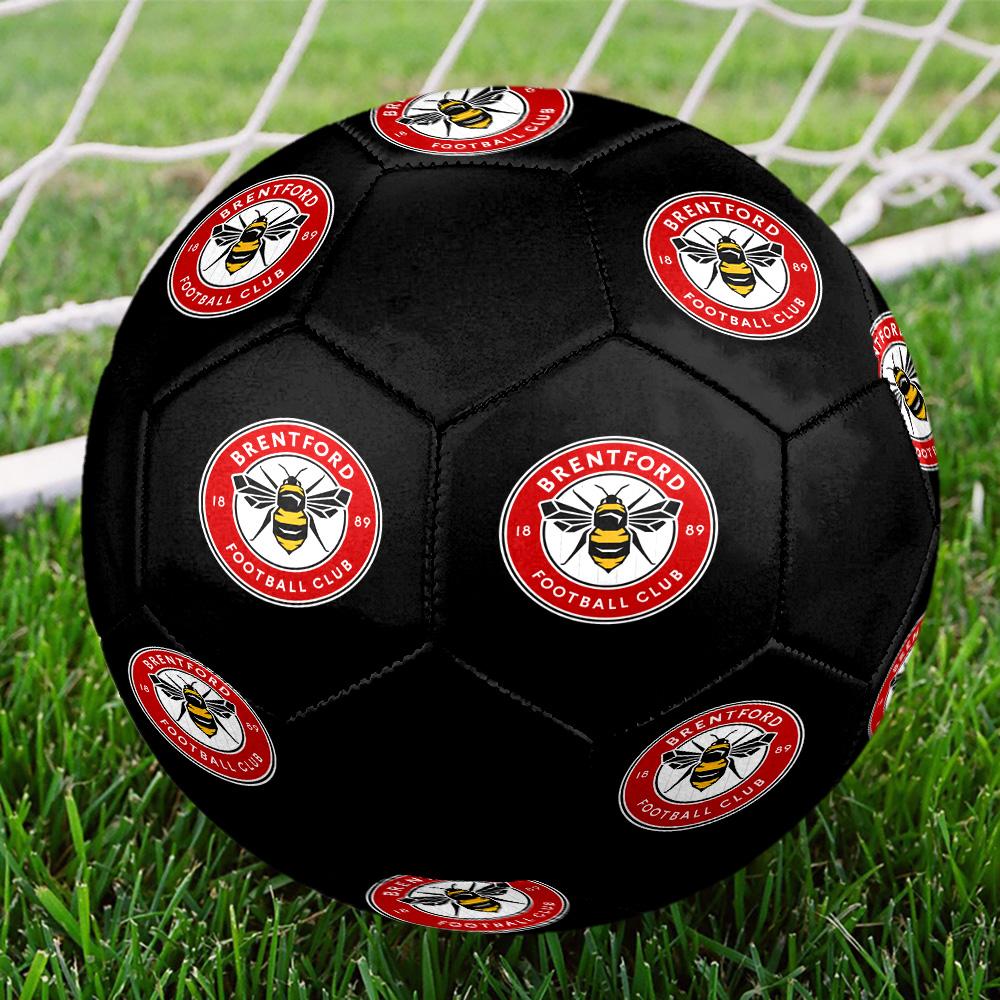 Brentford FC Indoor Soccer Ball Colorful All Ages Size 5 Machine Stitched PVC Competition Ready Durable High-Bounce