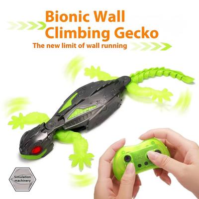 Remote Control Wall Crawler Gecko with LED Eyes 360° Spin RC Robot Lizard Climbs Up Walls Climbing Chameleon for Kids Toy Gift