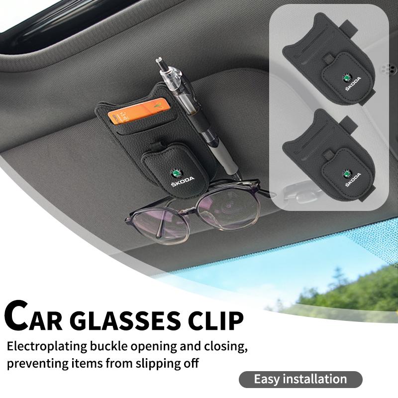 Car Sun Visor Organizer Sunglass Holder Glasses Clip Accessories For Skoda Octavia Rapid Kodiaq Superb Derivative Karoq Fabia Ka BS2
