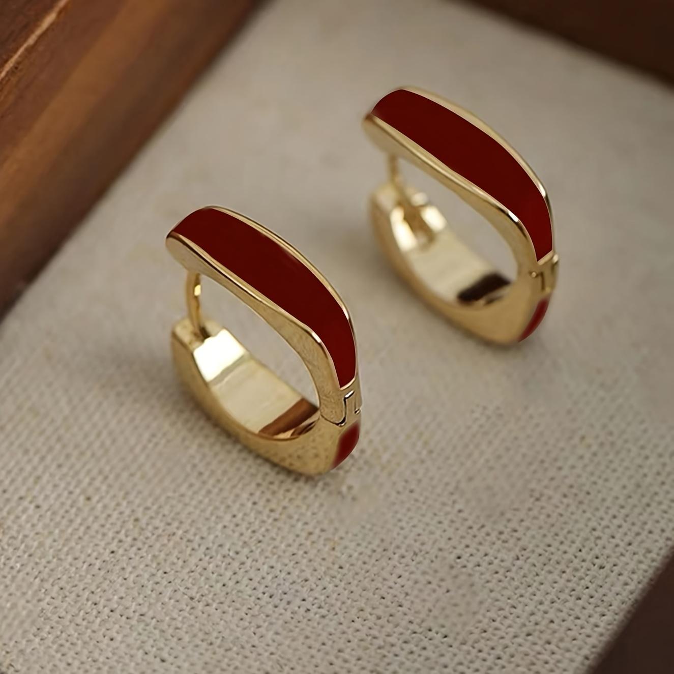

1 Pair Easy Luxury Versatile Suitable for Party Lightweight Chic Geometric Fashion Women Hoop Earrings