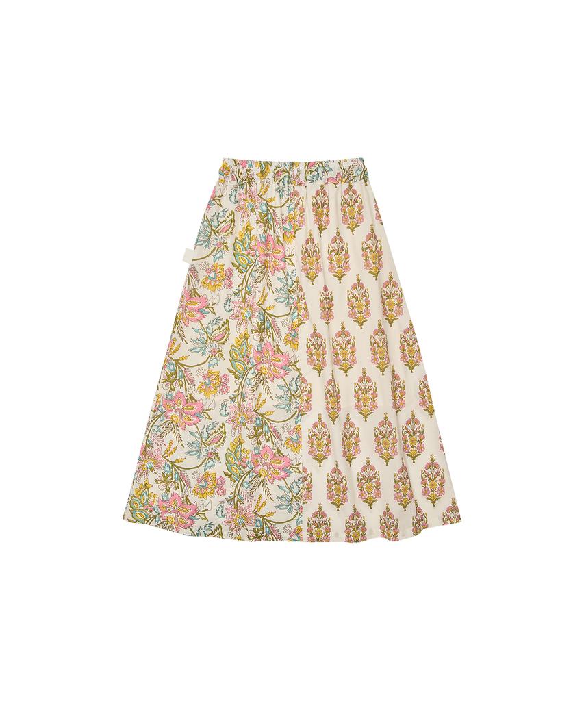 Goteu 60S Cotton Patchwork Skirt - Multi-Pattern