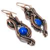 Lapis Lazuli 999 Copper Wire Wrapped Jewelry, Handmade Gemstone Earrings Jewelry, Gifts For Wife Brand New Earrings