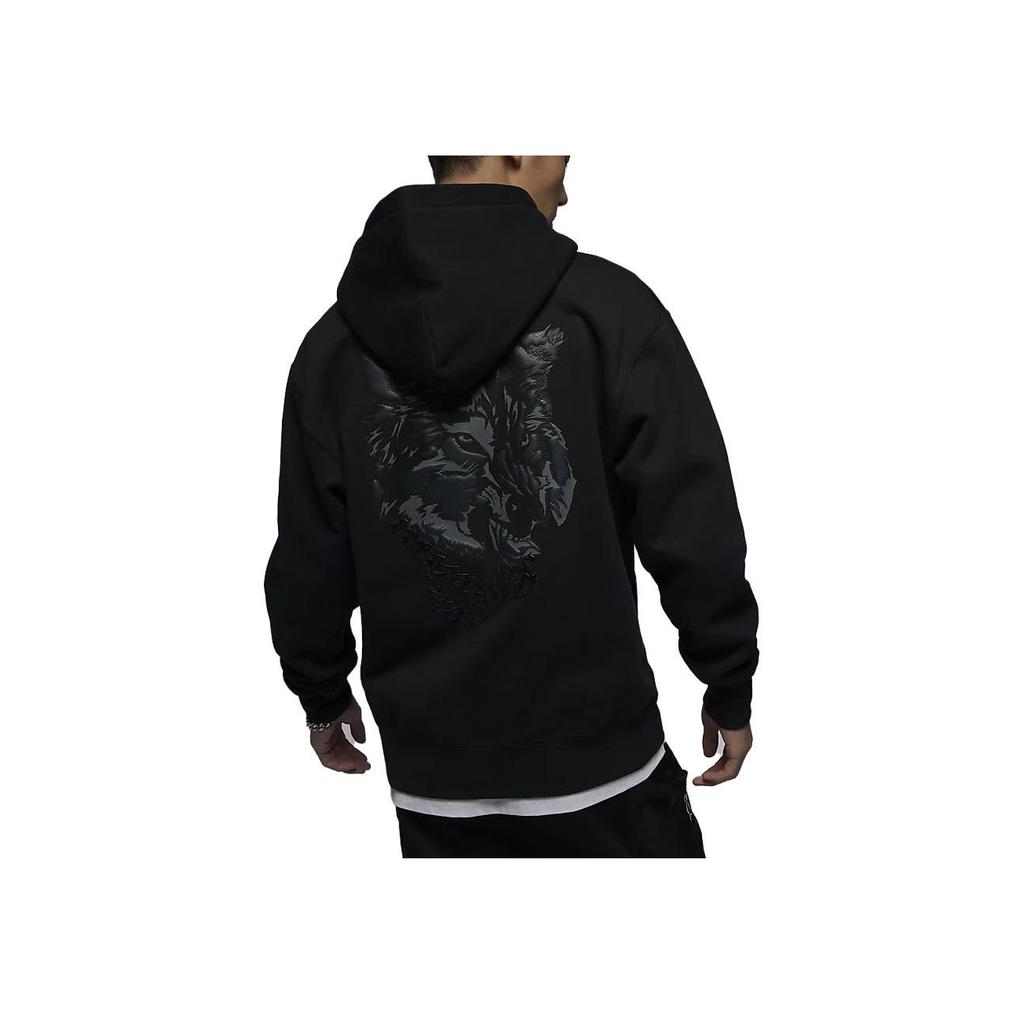Jordan Wolf Print Fleece-Lined Thick Hoodie Men Tops Black DX0597-010