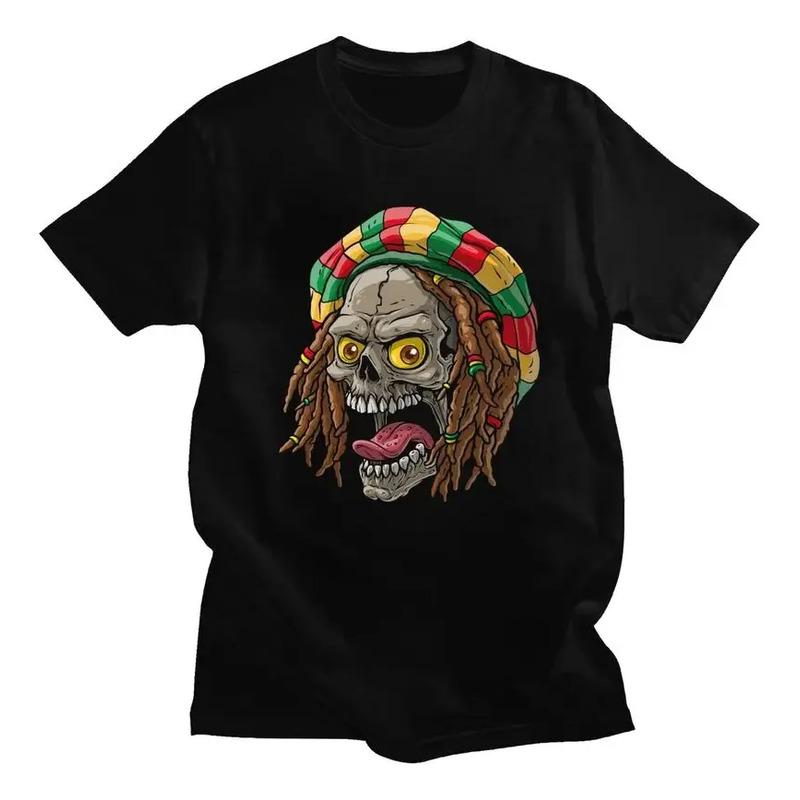 Camiseta Personalizada De Calavera De Jamaica Rasta Para Hom S