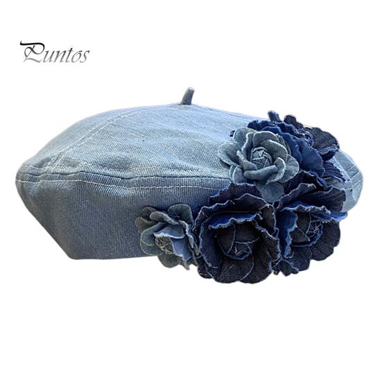 

Женская шляпа художника с 3D-украшением в виде розы, ковбойская шляпа художника, всесезонная джинсовая кепка с регулируемым обхватом головы, повседневная одежда, головные уборы для особых случаев светло-синий